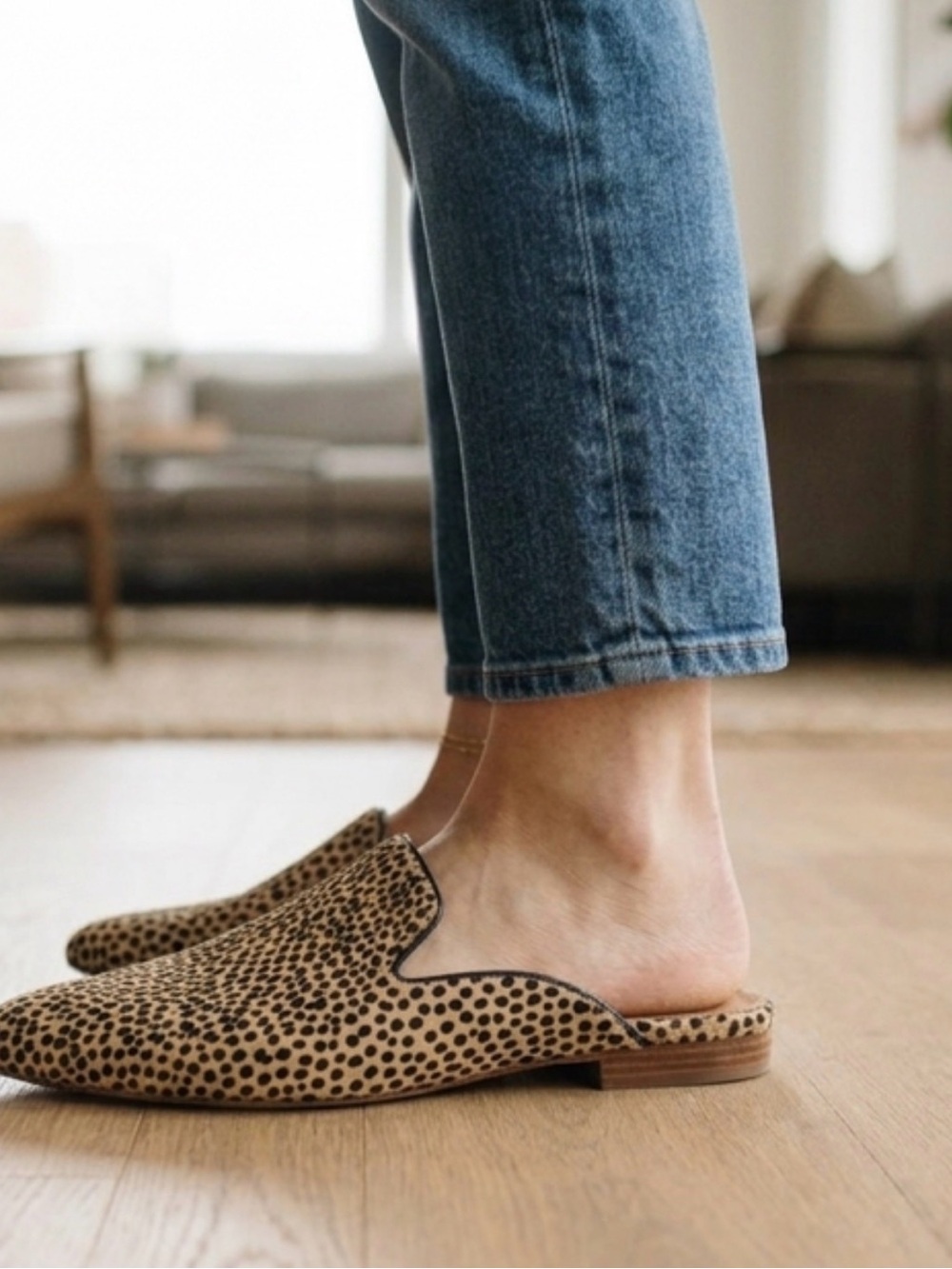 Madewell Remi Leopard
Print Calf Hair Pointed Toe
Mules Slip-On Womens
Shoes Siz